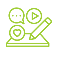 A chat bubble icon with a person and gear symbolizes automated customer support tools that minimize human intervention for repetitive tasks like FAQs and troubleshooting.